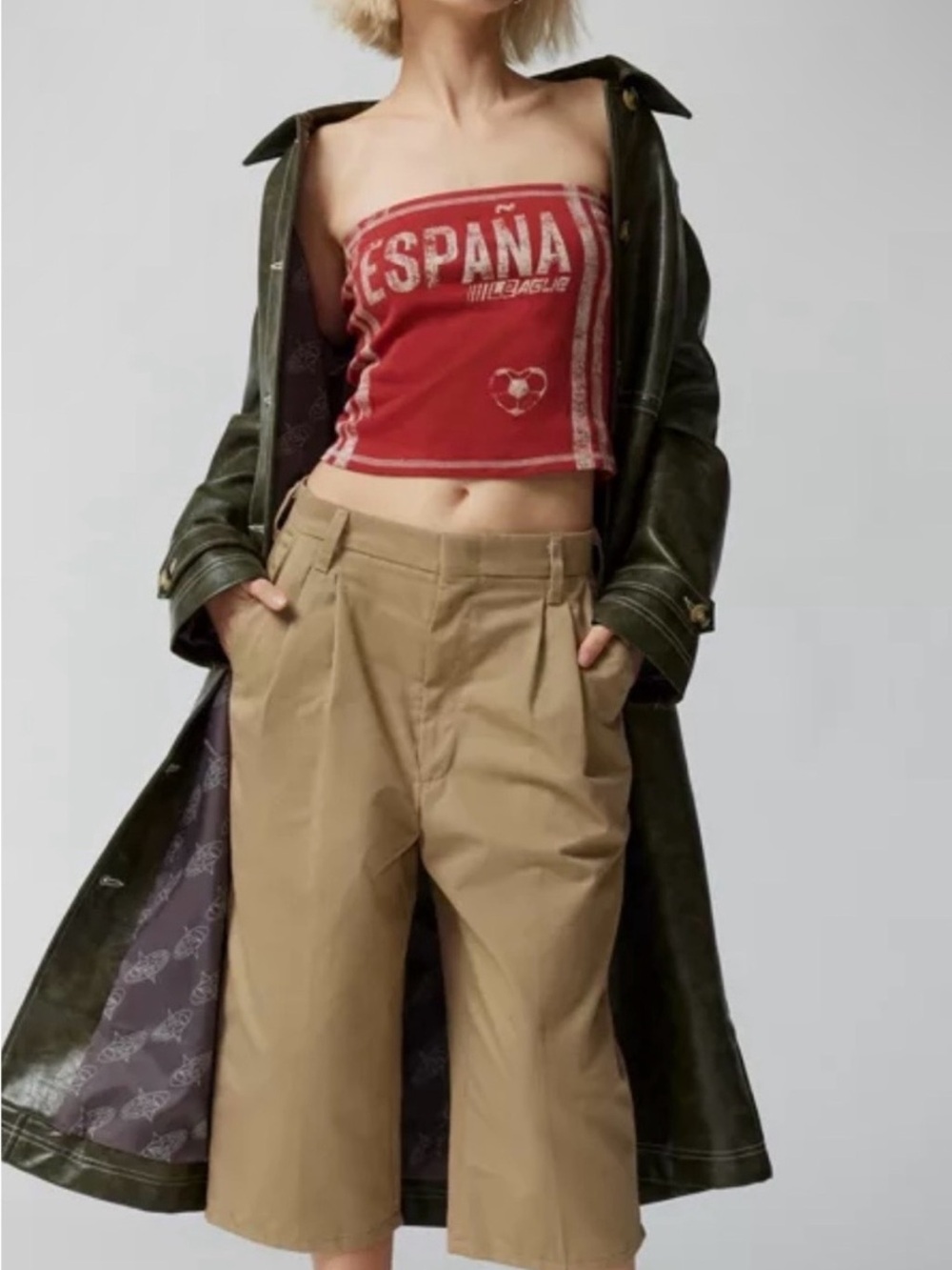 Urban Outfitters Red 'España' Strapless Crop Top